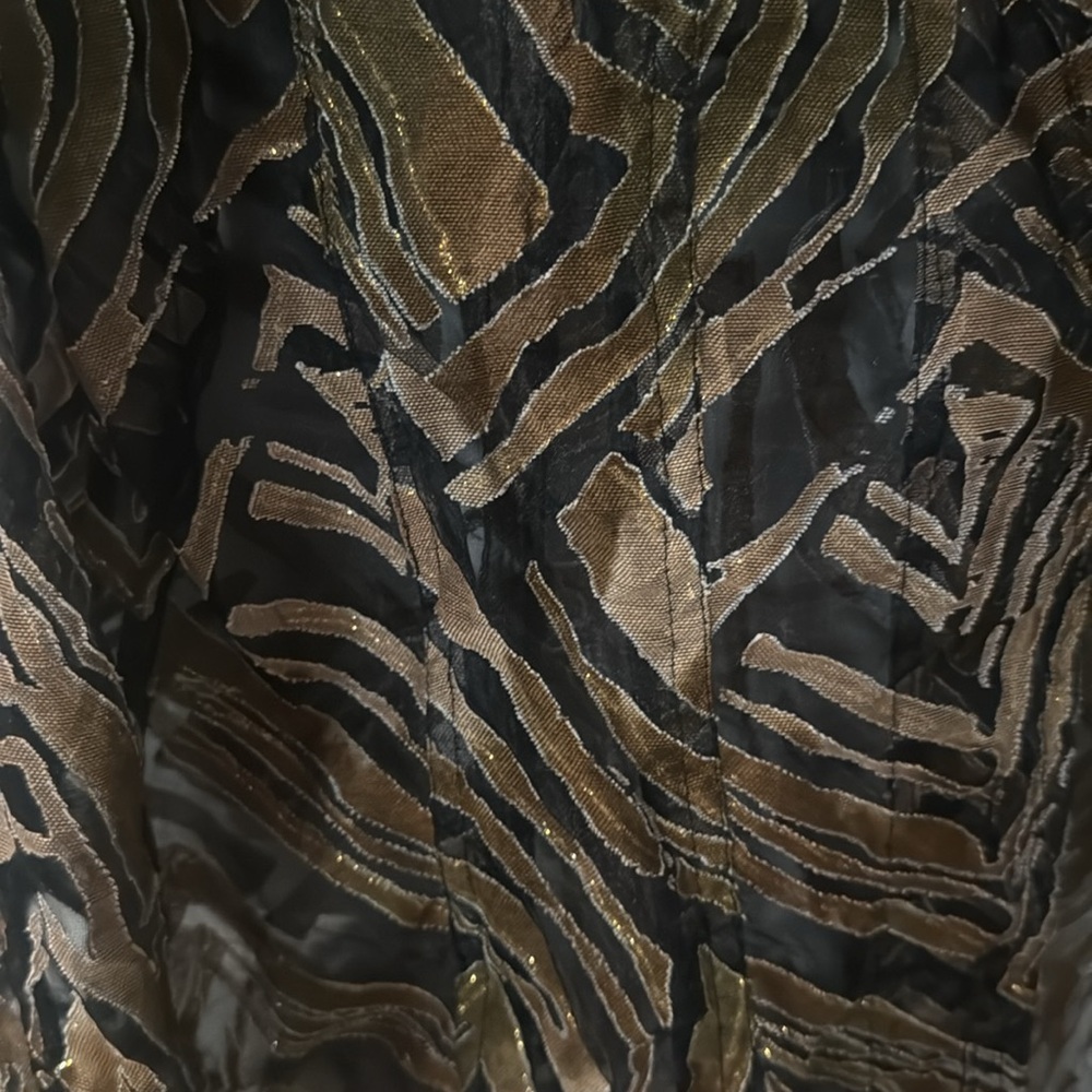 Multiples Sheer Button Down In Brown And Black Sm… - image 3